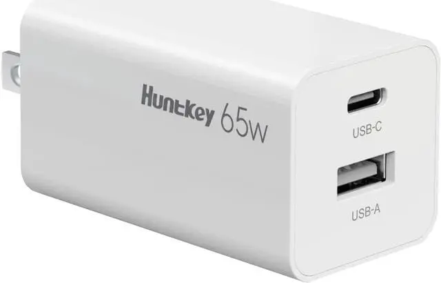 Main image of 65W USB C Charger, Huntkey GaN 2-Port Type C Wall Charger Fast Charging Block PD 3.0 PPS Compatible for MacBook Pro/Air, Laptop,iPad, iPhone 14/13/12, iPad, Galaxy S23/S22,Pixel and More