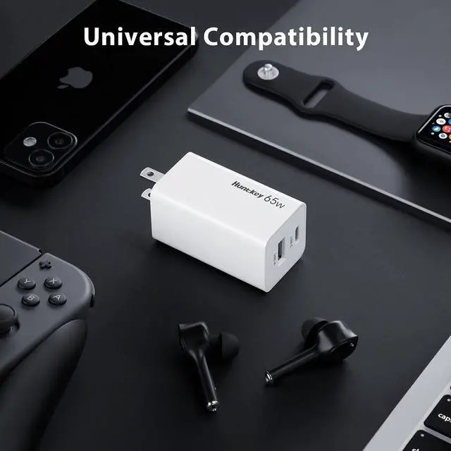Alt view image 6 of 7 - 65W USB C Charger, Huntkey GaN 2-Port Type C Wall Charger Fast Charging Block PD 3.0 PPS Compatible for MacBook Pro/Air, Laptop,iPad, iPhone 14/13/12, iPad, Galaxy S23/S22,Pixel and More