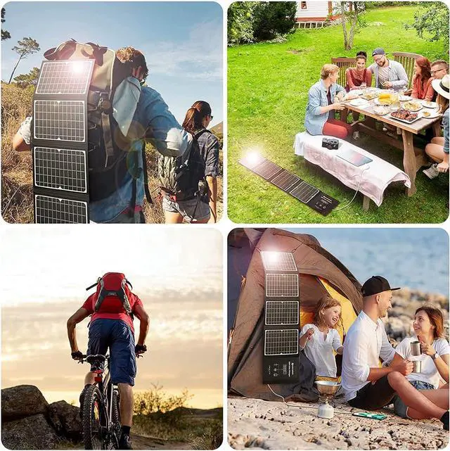 Alt view image 7 of 7 - ELECAENTA 30W Solar Panel Charger with 3 USB Ports, PD 18W USB C Fast Charging, IPX5 Waterproof, Foldable Portable ETFE Solar Charger for iPhone, iPad, Samsung Galaxy, LG and Camping Backpacking