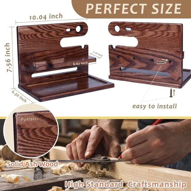 Alt view image 5 of 7 - Funistree Gifts for Men Dad Christmas from Daughter Son, Ash Wood Phone Docking Station, Anniversary Birthday Gifts for Him Husband Boyfriend from Wife, Nightstand Organizer Graduation Gifts Ideas