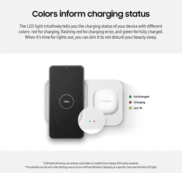 Alt view image 6 of 6 - SAMSUNG 15W Wireless Charger Duo w/USB C Cable, Fast Charge 2 Devices at Once, Cordless Charging Pad for Galaxy Phones and Devices, 2022, includes Microfiber Cleaning Cloth - Black