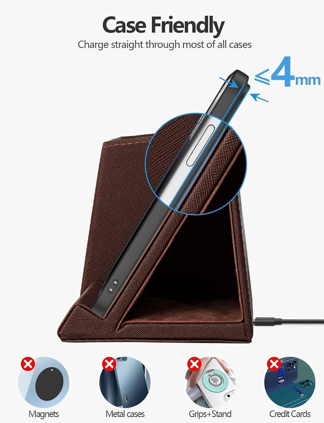 Alt view image 4 of 6 - Pen Holder with Wireless Charger, Compatible with iPhone 17/16/15/14/13/12/11/8 Series, Pencil Holder Phone Stand for Desk Home Office, Men Gift Husband Wife Anniversary Dad Birthday Idea Gadget