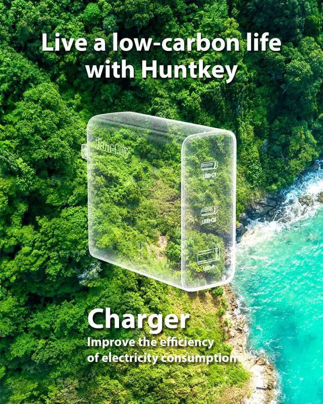 Alt view image 7 of 7 - Huntkey 100W USB C Charger with 2-Pack USB C Cable, 3-Port GaN PD Fast Power Adapter USB C Wall Charger Block for MacBook Pro/Air, Dell XPS, iPad, iPhone 14/14 Pro /13/13 Pro, Galaxy S23/S22/S21