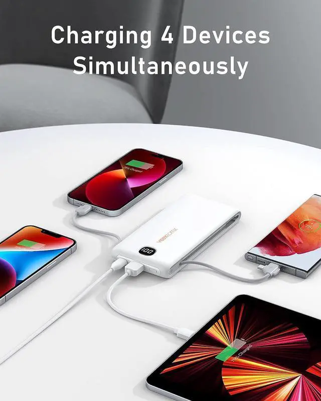 Alt view image 5 of 7 - Portable Charger with Built in Cables 10000mAh Power Bank for iPhone with Wall Plug Travel Essential Fast Charging USB C Slim External Battery Pack for iPhone16/15/14  iPad etc