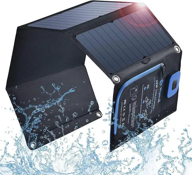 Main image of Solar Panels Charger with Digital Ammeter, BigBlue 28W SunPower Camping Solar Panel, Dual USB(5V/4A Overall), IPX4 Waterproof, Compatible with iPhone 13/11/Xs/X/8/7, iPad, Samsung Galaxy, Google Pixel