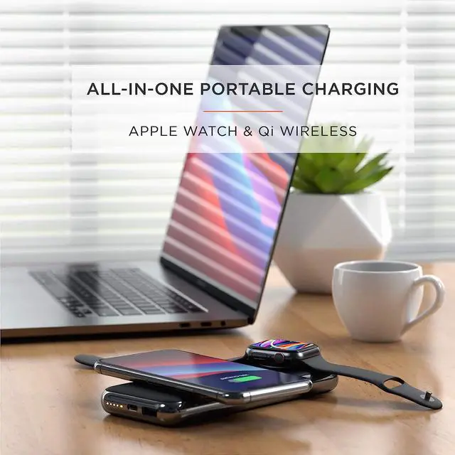 Alt view image 2 of 5 - Satechi Quatro Wireless Power Bank 10,000 mAh Portable Charger. Compatible with iPhone 16 Pro Max/16 Pro/16/16 Plus, Apple Watch Ultra/Ultra 2 & Series 10/9/8/7/6/SE/5/4/3/2/1, AirPods Pro 2/1