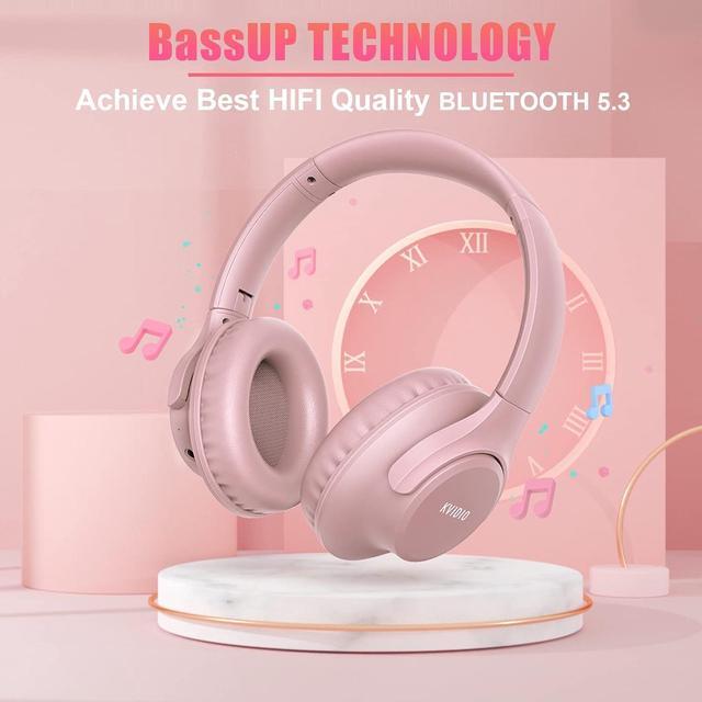 Alt view image 5 of 7 - KVIDIO Bluetooth Headphones Over Ear, 65 Hours Playtime Wireless Headphones with Microphone,Foldable Lightweight Headset with Bass and Stereo Sound