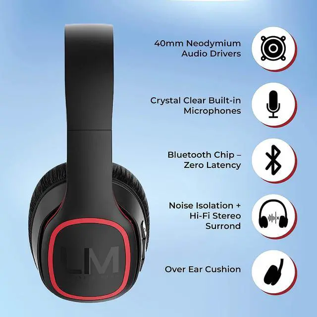 Alt view image 2 of 7 - Louise&Mann Wireless Headphones Over Ear, Bluetooth Headphones 5.3, Foldable Lightweight with Soft Memory Foam Earmuffs, Built-in Mic with Wired Mode and Carry Case for Travel,Office,PC