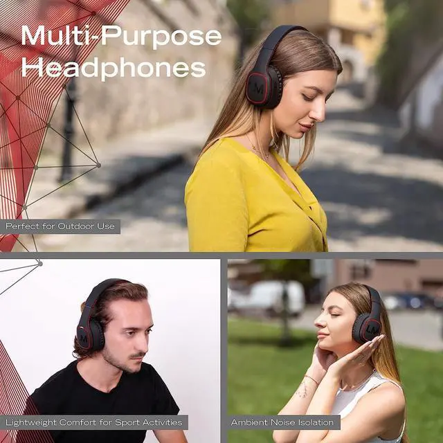 Alt view image 3 of 7 - Louise&Mann Wireless Headphones Over Ear, Bluetooth Headphones 5.3, Foldable Lightweight with Soft Memory Foam Earmuffs, Built-in Mic with Wired Mode and Carry Case for Travel,Office,PC