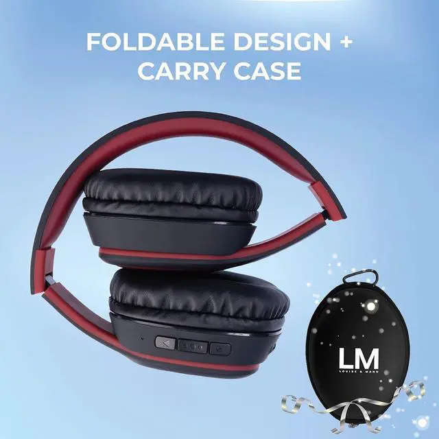 Alt view image 4 of 7 - Louise&Mann Wireless Headphones Over Ear, Bluetooth Headphones 5.3, Foldable Lightweight with Soft Memory Foam Earmuffs, Built-in Mic with Wired Mode and Carry Case for Travel,Office,PC
