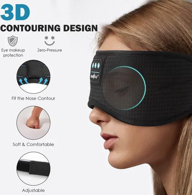 Alt view image 5 of 7 - MUSICOZY Sleep Headphones Bluetooth Headband, Wireless Sleeping Headphones Mask Earbuds Built-in HD Speakers for Side Sleepers Women Men Running Travel Yoga Cool Gadgets Unique Gifts, 2 Packs