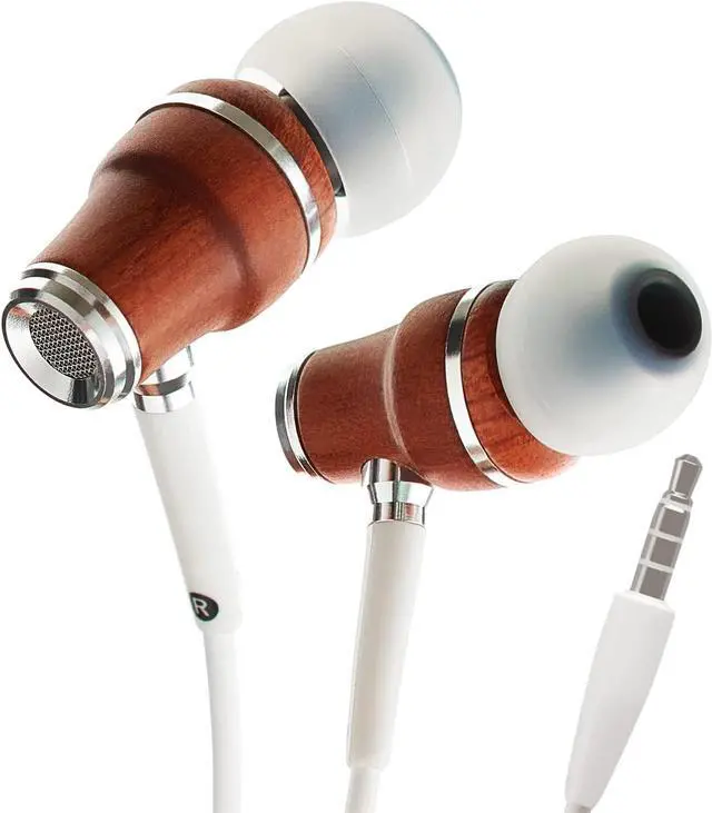 Main image of Wired Earbuds with Microphone 3.5mm  Noise Isolating Headphones with Wire Earphones Wired Headphones with Microphone for Computer Ear Phones Android Electronics Natural Wood (White)