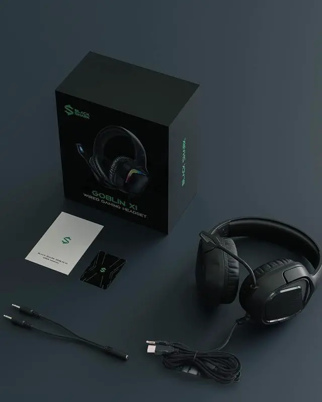 Alt view image 7 of 7 - Black Shark Wired Headphones Bendable Ultra Clear Microphone On Ear Headsets, 50MM Dynamic Drivers Deep Bass in Line Control Gaming Earphones for Xbox/Switch/PS4/PS5/Computer