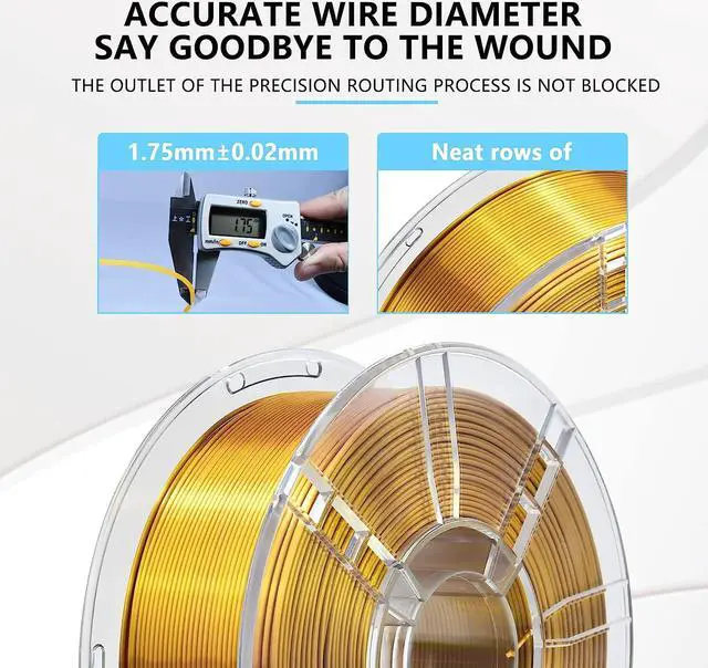 Alt view image 7 of 7 - iBOSS PLA Plus (PLA+) 3D Printer Filament 1.75mm,1kg Spool (2.2lbs) Silk Shiny Filament 3D Printing Filament,Dimensional Accuracy +/- 0.02mm,PLA Pro 3D Filament,Fit Most FDM Printer(Slik Gold)