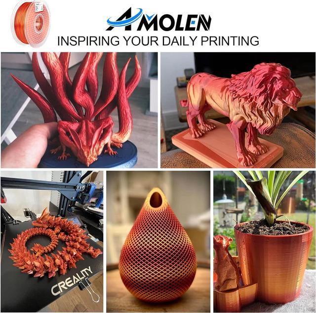 Alt view image 5 of 7 - AMOLEN PLA 3D Printing Filament, PLA Filament 1.75mm Silk Shiny Filament Red Gold Filament, 3D Printer Gradient Pla Filament 1KG/2.2lb Compatible with 3D Printer and 3D Pen