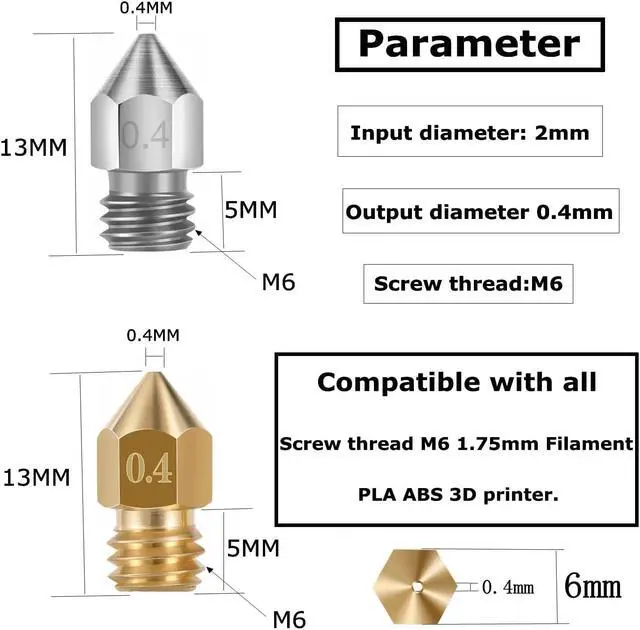 Alt view image 2 of 7 - 32PCS Nozzles 3D Printer nozzles Mk8 Nozzle, Stainless Steel, Brass,Compatible with Ender 3/Ender 3 Pro Nozzle/Ender 3 Neo/Ender 3 Max/Ender 5 Pro/,/Ender 3 Neo/CR 10..., Welcome to consult