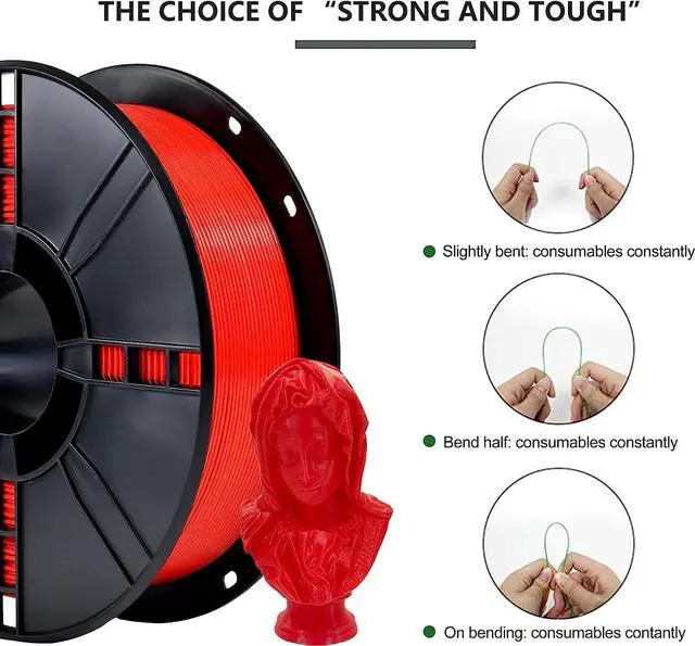 Alt view image 2 of 7 - iBOSS PLA Plus (PLA+) 3D Printer Filament 1.75mm,1kg Spool (2.2lbs) Toughness Enhanced 3D Printing Filament,Dimensional Accuracy +/- 0.02mm,1.75mm PLA Plus Filament,Fit Most FDM Printer(Red)