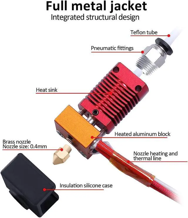 Alt view image 2 of 6 - Redrex CR10 Hotend 12V 40W Replacement Hot End for CR10S S4 S5 CR7 CR8 3D Printers