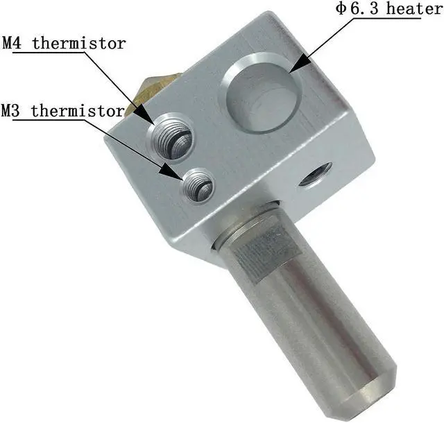 Alt view image 4 of 6 - MK10 Hotend Kit for 3D Printer Fit with M3 and M4 Thermistor