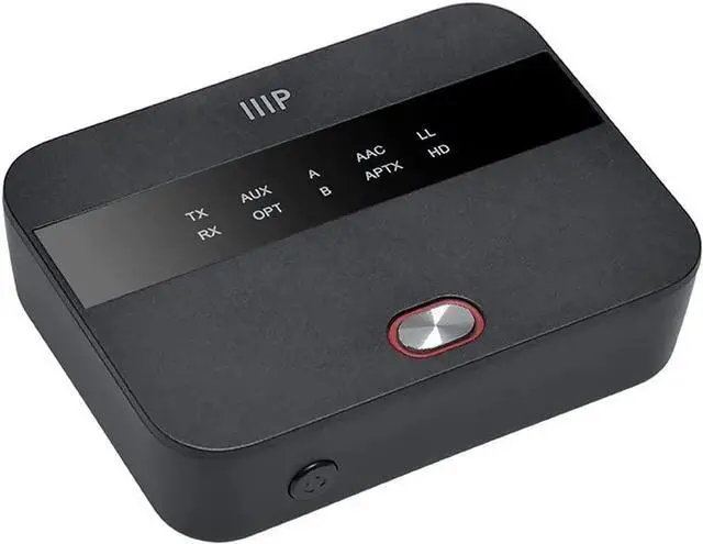 Alt view image 2 of 6 - Bluetooth 5 Long Range Transmitter and Receiver - with AptX HD Low Latency, SBC, AAC, Up to 32 Feet (10 Meters) Toslink/Optical, 3.5mm Aux, 25 Hours of Audio Playback