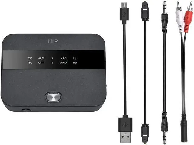 Alt view image 6 of 6 - Bluetooth 5 Long Range Transmitter and Receiver - with AptX HD Low Latency, SBC, AAC, Up to 32 Feet (10 Meters) Toslink/Optical, 3.5mm Aux, 25 Hours of Audio Playback