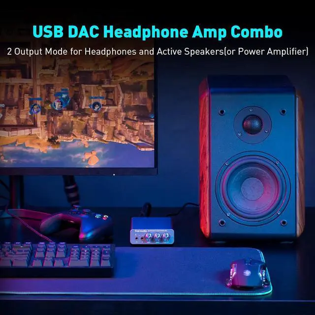 Alt view image 7 of 7 - Fosi Audio K5 Pro Gaming DAC Headphone Amplifier Mini Hi-Fi Stereo Digital-to-Analog Audio Converter USB Type C/Optical/Coaxial to RCA/3.5MM AUX for PS5/PC/MAC/Computer