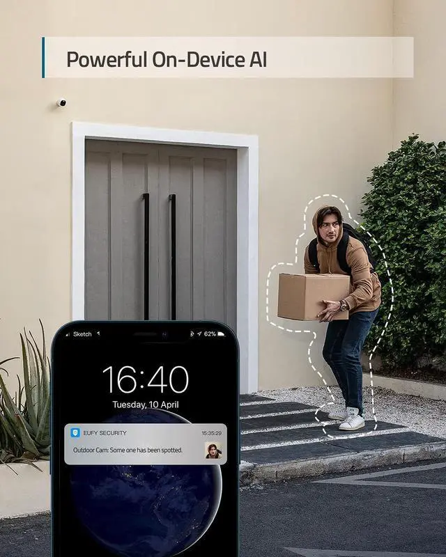 Alt view image 6 of 6 - Security Outdoor Cam E220, All-in-One Outdoor Security Camera with 2K Resolution, Spotlight, Color Night Vision, No Monthly Fees, Wired Camera, IP67 Weatherproof, Motion Only Alert