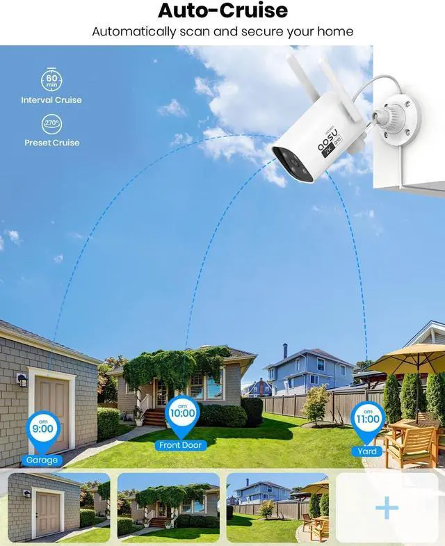 Alt view image 5 of 6 - AOSU 2K QHD Security Camera Outdoor with Color Night Vision, Wired Home Security Camera Supports 24/7 Recording, Auto Tracking, Voice Changer, 2 Way Audio, 2.4/5 GHz WiFi, Works with Alexa/Google