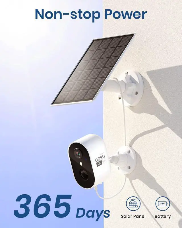 Alt view image 2 of 7 - 2K Solar Security Cameras Wireless Outdoor, Solar Outside Camera for Home Security, WiFi Camera with Color Night Vision, PIR Human Detection, 2-Way Talk, IP66 Waterproof, HomeBase not Compatible