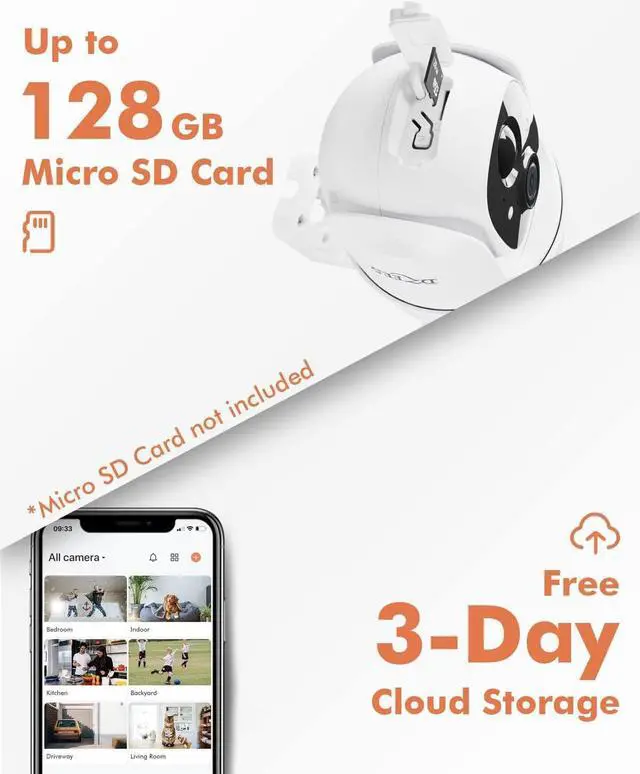 Alt view image 6 of 7 - Dzees Solar Security Cameras Wireless Outdoor, 2K Battery Powered Security Camera, 360° PTZ Camera with Spotlight, Siren, Color Night Vision, AI Dectection, IP66 for Home Security, 2.4GHz