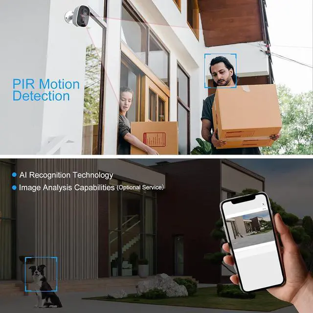 Alt view image 5 of 7 - Gadpiparty 2K HD Security Camera Wireless Outdoor, Wireless Rechargeable Battery Powered WiFi Home Surveillance Camera with AI PIR, Waterproof, Night Vision, Motion Detection, 2-Way Audio and SD/Clou