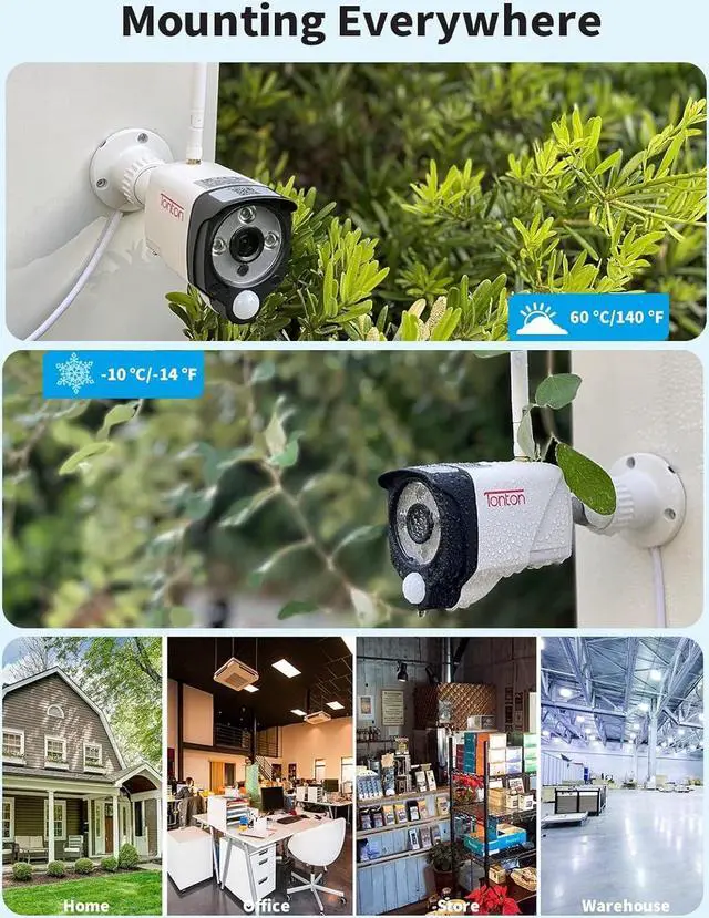 Alt view image 7 of 7 - [Add -on 3MP Camera] Tonton 3MP Ultra HD Wireless IP Network Camera Outdoor Indoor Security Camera with PIR Sensor, 2 Way Audio, Floodlight, Suitable for All of Tonton NVR and All in one Kits
