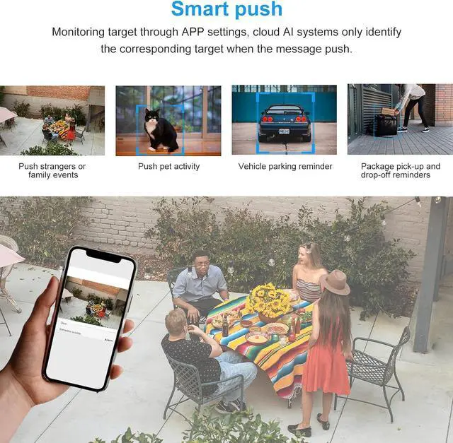 Alt view image 4 of 7 - Gadpiparty 2K HD Security Camera Wireless Outdoor, Wireless Rechargeable Battery Powered WiFi Home Surveillance Camera with AI PIR, Waterproof, Night Vision, Motion Detection, 2-Way Audio and SD/Clou