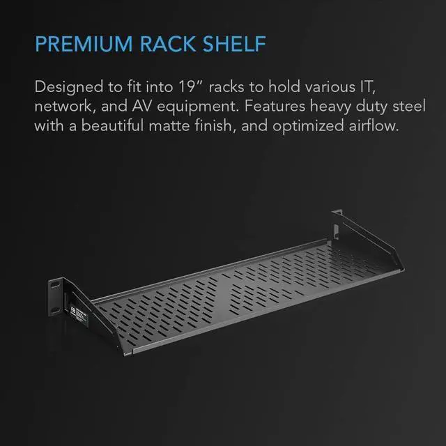 Alt view image 2 of 6 - AC Infinity Vented Cantilever 1U Universal Rack Shelf, 6" Deep, for 19 Equipment Racks. Heavy-Duty 2.4mm Cold Rolled Steel, 40lbs Capacity