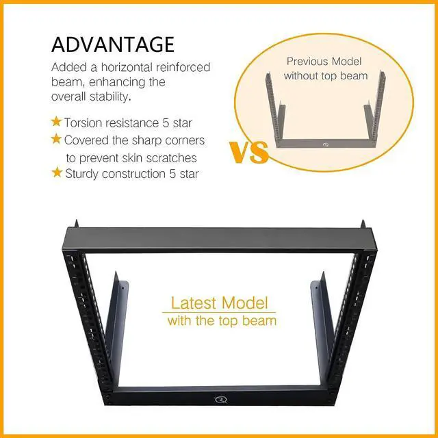 Alt view image 3 of 6 - RIVECO 4U Network Rack Desktop 19 Inch 2 Post Open Frame Shelf with Reinforced Beam, Free Standing Racks for IT Server Sound AV Equipment, Welcome to consult