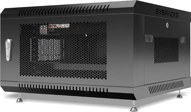 Alt view image 5 of 7 - Sysracks - Server Rack - Wall Cabinet - 6U Wall Mount Rack Enclosure with Fans - Audio Rack - Network Rack - 24 Inch Depth AV Cabinet - on Levelers - PDU - Shelf - Locking Cabinet - Black