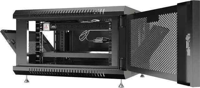 Alt view image 3 of 7 - Sysracks - Server Rack - Wall Cabinet - 6U Wall Mount Rack Enclosure with Fans - Audio Rack - Network Rack - 24 Inch Depth AV Cabinet - on Levelers - PDU - Shelf - Locking Cabinet - Black