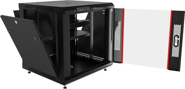 Alt view image 2 of 6 - SysRacks 12U Wall Mount Server Rack Cabinet - Cooled Enclosure for Network Equipment, Secure Lockable Unit, Adjustable Rails
