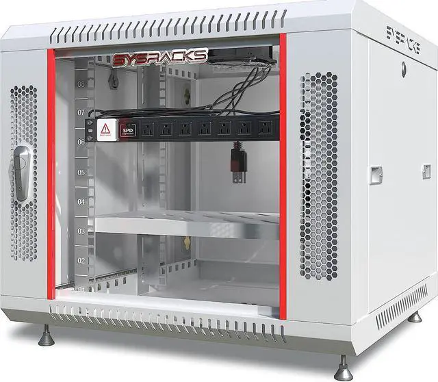 Main image of Server Rack 9U Wall Mount Network Cabinet Gray IT Av Data Server Rack Cabinet Enclosure 24 Inch Depth - Shelf - 8-Way PDU - Fan - Casters - Hardware (9U, Light Grey)