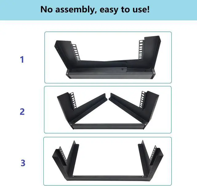 Alt view image 5 of 7 - JINGCHENGMEI 4U Desktop Network Rack 19 inches Small Open Frame Rack 2 Post Free-Standing Tabletop Rack for Server, Patch Panel, Data, AV, IT,Studio or Networking Equipments (4U)