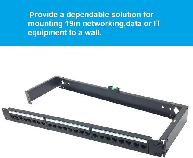 Alt view image 3 of 5 - Jingchengmei 1U Hinged Wall Mount Bracket for 12/24 Port Patch Panel- 6-inch Deep Horizontal Rack for 19 Data Network, Phone Terminations or Other Networking Equipments Including Screws (JCM-HWMB1U)