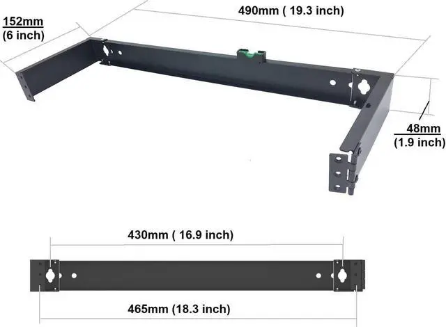 Alt view image 4 of 5 - Jingchengmei 1U Hinged Wall Mount Bracket for 12/24 Port Patch Panel- 6-inch Deep Horizontal Rack for 19 Data Network, Phone Terminations or Other Networking Equipments Including Screws (JCM-HWMB1U)