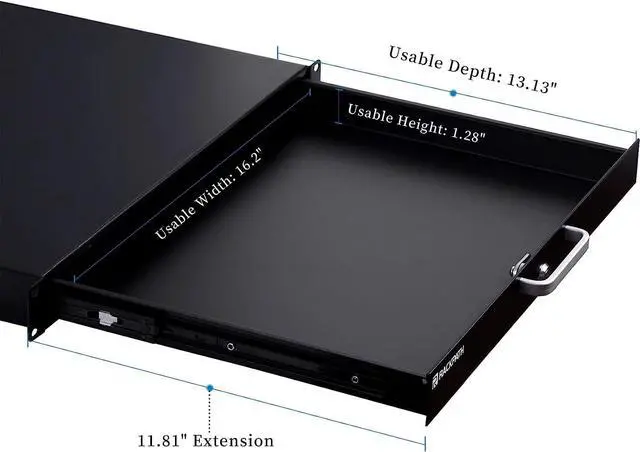 Alt view image 3 of 6 - 1U Rack Mount Drawer for 19 Inch AV/Network/DJ Equipment Racks or Cabinets with Lock and Key