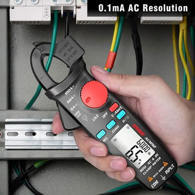 Alt view image 3 of 7 - BSIDE DC Current Clamp Meter 6000 Counts Digital Multimeter Amp Continuity Ohm Hz Live Check V-Alert Voltage Tester with Back Clip