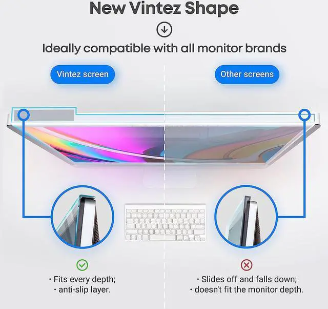 Alt view image 4 of 7 - Blue Light Blocking Screen Protector Panel for 31.5, 32 inch Diagonal PC Anti-UV Eye Protection Filter Film - Widescreen Laptop and Monitor Frame Hanging Type (W 28.2" X H 16.5") [1 Pack]