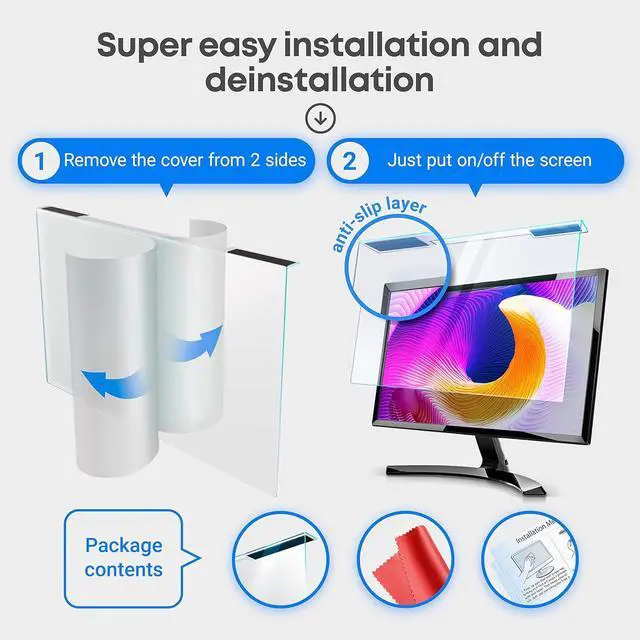 Alt view image 7 of 7 - Blue Light Blocking Screen Protector Panel for 31.5, 32 inch Diagonal PC Anti-UV Eye Protection Filter Film - Widescreen Laptop and Monitor Frame Hanging Type (W 28.2" X H 16.5") [1 Pack]