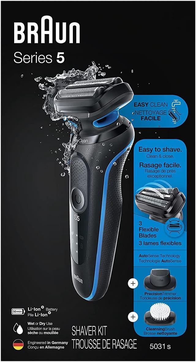 Braun 5 5031s Electric with Precision Trimmer and Cleansing Brush Attachments, Wet & Dry, Rechargeable, Cordless Foil Shaver, Blue Shavers Trimmers For Men - Newegg.com