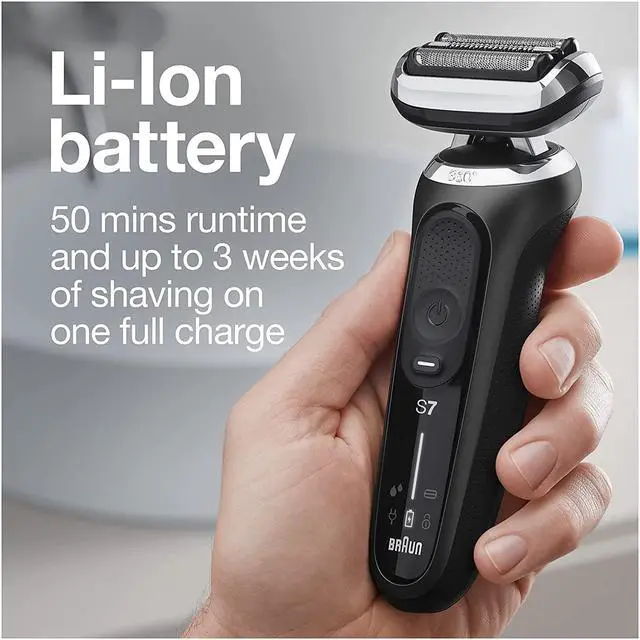 Alt view image 4 of 5 - Braun Series 7 7091cc Flex Electric Razor for Men with SmartCare Center, Beard Trimmer, Stubble Beard Trimmer, Body Groomer and Exfoliating Brush Wet & Dry, Rechargeable, Cordless Foil Shaver, Black