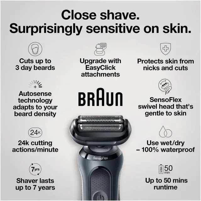 Alt view image 3 of 7 - Braun Series 6 6075cc Electric Shaver with SmartCare Center and Precision Trimmer, Wet & Dry, Rechargeable, Cordless Foil Shaver, Black