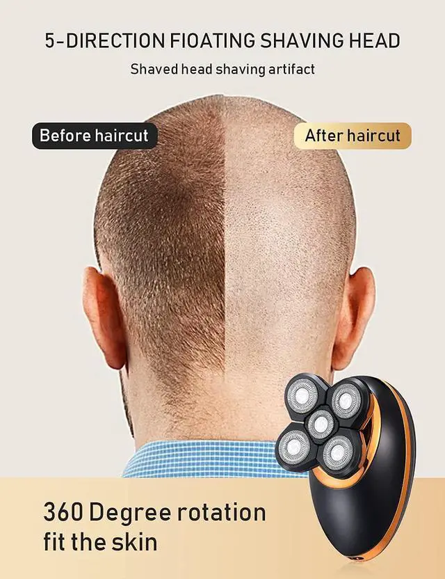 Alt view image 2 of 7 - Electric Shavers for Men - 5 in 1 Bald Head Shavers for Men, 5D Floating Cordless USB Rechargeable Rotary Razor Multifunctional Grooming Kit Beard Trimmer Waterproof Wet and Dry with LED Display